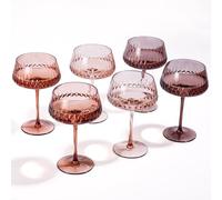 JOVGANK Venus Martini Glasses Set of 6, Hand Blown Colorful Cocktail Glass 14Oz, Vintage Champagne Coupe Glasses, Large Margarita Glass, Crystal Retro Style Bar Drinking Glasses, Venus