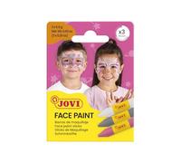 Jovi - 3 x Fantasy Facial Makeup Sticks - Pink, Silver and White - Carnival Halloween - Hypoallergenic (175FA)