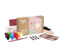 Jovi | Air Dry Clay Craft Kit | White, 500g Clay, 8 Paints, Tools, 9 Magnets | Easy Modelling, Step-by-Step Guide, No Oven Needed | Creative Pottery Activity for Adults & Kids