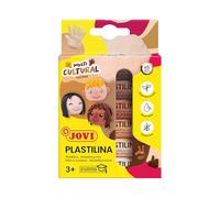 Jovi Plasticine, Easy mouldable Modelling Clay for Children Aged 2 and up, 6 Sticks of 15 g Each, Multi-Cultural Colours