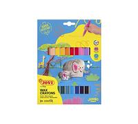 Jovi Triwax Crayons, Triwax, Triangular Shape, Odourless, Easy to Wash, for All Ages - Box of 24 Colours