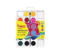JOVI - Watercolor Paint + Brush Set, 18 tabs of 22mm, Bright and Intense Colors, Easy to dilute with water and quick drying paint, Gluten Free (800/18)