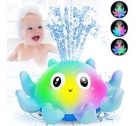 Jovicos Baby Bath Toys, Octopus Sensory Light Up Bath Toys, Automatic Induction Spray Water Toys, Bath Time Shower Gifts for Baby Girls Boys（Blue）