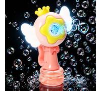 Jovicos Bubble Machine for Kids, Rechargeable Angel Dancing Bubble Maker with Swinging Head & Colorful Lights, 3 Modes Auto Bubble Blower With Wings, Indoor Outdoor Party Toy Gifts for Toddlers (Pink)