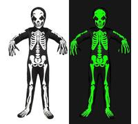 Jovicos Kids Halloween Skeleton Costume Glow in the Dark, Kids Skeleton Costume for Toddler Boys Girls, Scary Outfit Dress Up Party Costumes, M