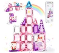 Jovicos Mini Travel Magnetic Tiles for Kids, 32PCS Magnetic Building Blocks, Magnetic Blocks with Case, STEM Montessori Travel Toys Sensory Learning Educational Magnet Tiles Gifts for Kids Aged 3+