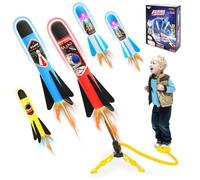 Jovicos Rocket Launcher for Kids, 5PCS Foam Launcher Playset, 2 LED Rockets & 3 Foam Rockets Boy Toys Garden Outdoor Toys Summer Gifts for Boys Girls