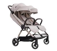 Jovikids Ayla Twins One-Hand Fold Travel Stroller, Lightweight Compact Pram & Pushchair from Birth to 4 Years, All-Terrain Wheels with Rain Cover & Footmuff, Airplane Cabin Approved (Dawn Beige)