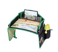 Jovikids Children's Travel Table, Foldable Lap Tray, Children's Car with Drawing Board, Multiple Compartments, Easy to Clean (Green)