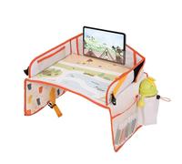 Jovikids Children's Travel Table, Foldable Lap Tray, Children's Car with Drawing Board, Multiple Compartments, Easy to Clean (Beige)