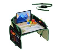 Jovikids Children's Travel Table, Foldable Lap Tray, Children's Car with Drawing Board, Multiple Compartments, Easy to Clean (Green)