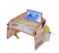 Jovikids Travel Tray for Kids Car Seat, Tray Table with Storage, Educational Toy and Erasable Drawing Surface, Activity Lap Tray for Aeroplane and Long Car Journey, Kids Travel Tray (Beige)