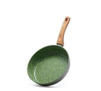 Jovire Nonstick Skillet with Wooden Handle - Induction Ready Ceramic Coated Aluminum Frying Pan, PFOA Free, All Stovetop Compatible, Oven Safe (Green, 24cm)