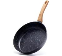 Jovire Nonstick Skillet with Wooden Handle - Induction Ready Ceramic Coated Aluminum Frying Pan, PFOA Free, All Stovetop Compatible, Oven Safe (Black, 28cm)