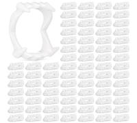 JOVITEC 100 Pcs Plastic Vampire Teeth Halloween Vampire Fangs Fake Fangs Werewolf Denture Halloween Cosplay Favors (White)