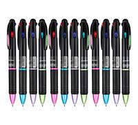 Jovitec 12 Pcs Multicolor Ballpoint Pens 0.7 mm 4 in 1 Retractable Ballpoint Pens 4 Colors Gel Ink Ball Point Pen School Supplies Christmas Thank You Gift for Students Teachers Coworker Nurse Office