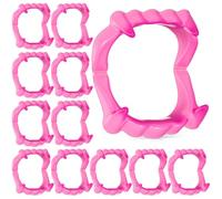 JOVITEC 12 Pcs Plastic Vampire Teeth Halloween Vampire Fangs Fake Fangs Werewolf Denture Halloween Cosplay Favors (Rose Red)