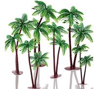 Jovitec 16 Pieces Plastic Palm Tree Cake Topper Small Green Palm Coconut Tree Cake Decorations 5.5 Inch Hawaiian Tropical Cupcake Topper