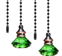 JOVITEC 2 Pieces Pull Chain Ceiling Fan Ornaments Light Crystal Pull Chain Extension Decorative, 1 Meter Long Each(Green Color)