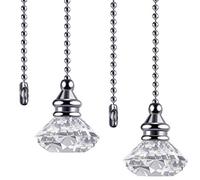 JOVITEC 2 Pieces Pull Chain Ceiling Fan Pull Chain Ornaments Light Pull Chain Extension Decorative Crystal Pull Chain, 1 Meter Long Each Chain(Crystal Diamond)
