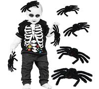 Jovitec 4 Pack Hairy Spiders Giant Spider Huge Spider Fake Hairy Spider Toys for Halloween Parties Haunted House Decorations, 12 Inches (Black)