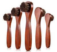 Jovitec 5 Pack Dauber Brush Shoes Polish Brush Horsehair Wooden Care Shine Polish Handle Clean Dauber for Shoes and Bags, Brown