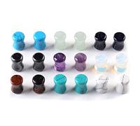 Jovivi 18pc Mixed Stone Saddle Ear Plugs Stretcher Expander Tunnels Ear Gauges Piercing Jewelry 6mm(2G)
