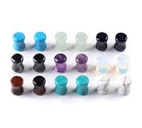 Jovivi 18pc Mixed Stone Saddle Ear Plugs Stretcher Expander Tunnels Ear Gauges Piercing Jewelry 8mm(0G)