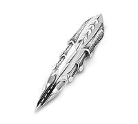 Jovivi 1pc Men's Silvery Armour Knuckle Full Finger Double Ring Punk Rock Gothic Cool