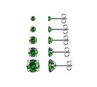 Jovivi 20G Hypoallergenic Stainless Steel Stud Earrings 5Paris Cubic Zirconia CZ/Ball Earrings Studs Set for Men Women 3MM-8MM, Cubic Zirconia Stainless Steel, No Gemstone