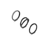 Jovivi 3pcs Nose Rings Hoops - 316L Surgical Steel Double Hoop Nose Rings 18G Hinged CZ Conch Piercing Jewelry Septum Clicker Lip Rings Cartilage Earring Helix Rook Tragus Daith 8mm, Stainless Steel
