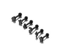 Jovivi 6PCS 16g Black UV Flexible Acrylic Tragus Helix Cartilage Earring Studs Lobe Rook Daith Earrings Lip Ring Barbell Body Piercing Jewelry