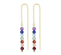 JOVIVI 7 Chakra Crystal Beads Dangle Earring Long Bar Box Chain Threader Earrings Boho Crystals Gemstones Tassel Drop Earrings Jewellery for Women Girls Gifts