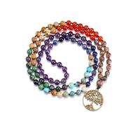 Jovivi 7 Chakra Healing Crystal Gemstone Beaded Necklace for Women,Tree of Life 108 Mala Beads Meditation Prayer Spiritual Necklace Womens Jewellery Gifts for Women Chirstmas bIrthday