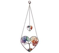 Jovivi 7 Chakra Healing Crystal Tree of Life Heart Decor Gifts for Women Christmas,Tree of Life Dream Catcher Hanging Ornament Home Bedroom Wall Decoration Housewarming Gifts
