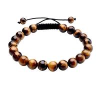 Jovivi 8MM Natural Yellow Tiger Eye Stone Gemstones Healing Energy Crystal Elastic Beaded Bracelets, Handmade Macrame Adjustable for Men Women Jewellery Gifts