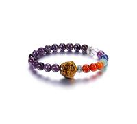 Jovivi Amethyst Chakra Bracelet for Men Women,Mens Healing Crystal Gemstone Stone Bead Buddha Bracelet for Yoga Meditation Gifts