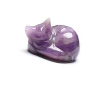 Jovivi Amethyst Crystal Cat Gifts for Women,Cat Ornaments for Cat Lovers,Purple Amethyst Lucky Cat Figurine Healing Crystal Gifts Home Desk Decor 1.6"