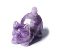 Jovivi Amethyst Crystal Cat Ornament Figurine Cat Gifts for Women,Purple Amethyst Healing Crystal Lucky Cat Gifts for Cat Lovers Home Desk Decor 1.6”