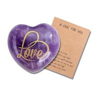 JOVIVI Amethyst Crystal Heart Stone,Purple Gemstone Healing Crystals Gifts Christmas Stocking Fillers Women,Palm Stone Crystal Spiritual Gifts for Anxiety Reiki Meditation Anniversary Xmas