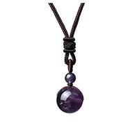 Jovivi Amethyst Crystal Necklace 16mm Natural Gemstone Ball Healing Stone Necklace Rope Jewellery for Men Spiritual Gifts for women Boyfriend Dad Fathers Day Birthday