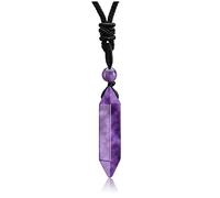 Jovivi Amethyst Crystal Necklace for Men Women,Mens Healing Crystal Gemstone Hexagonal Point Pendant Necklace Jewellery Gifts for Men