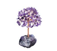 Jovivi Amethyst Crystal Tree Gemstone Tree Of Life Ornament Healing Crystals Spiritual Gifts Purple Feng Shui Money Tree With Fluorite Stand For Good luck Home Office Living Room Decor