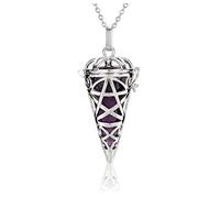 JOVIVI Amethyst Reiki Healing Crystal Locket Pendant Necklace Purple Gemstone Hexagonal Pointed Necklace Pendulum Dowsing Divination Jewellery for Women