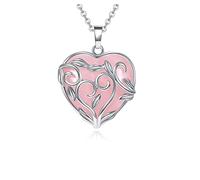 Jovivi Amethyst Rose Quartz Healing Crystal Necklace for Women Flower Leaf Wire Wrapped Crystal Heart Gemstone Pendant Necklace Natural Stone Reiki Quartz Jewelry Mothers Day Gifts, Stainless Steel