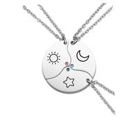 Jovivi BFF Necklaces for 3/4 Stainless Steel Sun and Moon Star Cloud Friendship Puzzle Matching Necklaces for Best Friends Sisters Forever Jewelry Gifts, Stainless Steel, No Gemstone