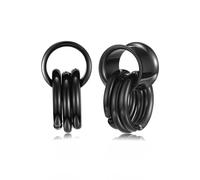Jovivi Black Ear Tunnels with Ring Stainless Steel Ear Gauges Double Flared Stretchers Plugs Earrings Ears Lobe Piercing Jewellery 14mm,9/16"