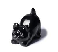 Jovivi Black Obsidian Cat Ornament Gifts for Cat Lovers,Healing Crystal Cat Figurine Gifts for Women Birthday Home Desk Decor 1.6”