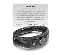Jovivi Black Obsidian Crystal Healing Leather Bracelet for Men Dad Jewellery with Best To My Dad Card Gifts for Daddy Dads Birthday Christmas