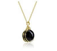 Jovivi Black Obsidian Stone 16mm Gemstone Ball Healing Crystal Pendant Wire Wrapped Gold Necklace Jewellery Gifts for Women Mum Ladies Birthday Anniversay Valentines